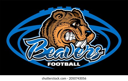 beavers football team design with mascot and laces for school, college or league