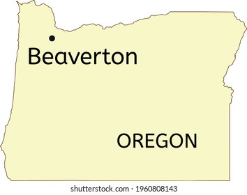 Beaverton city location on Oregon state map