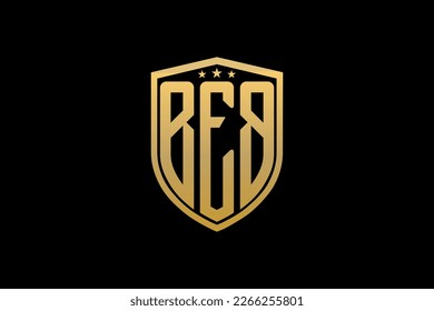 BEB letter logo. Letter design with black background. This is gold letter logo. Use stylist fashion logo. Decorative design.