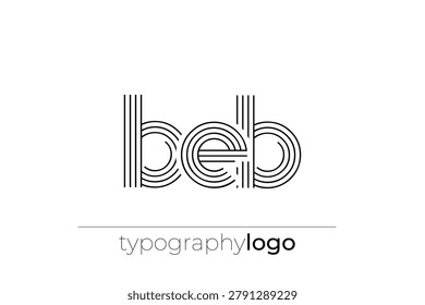 BEB modern geometric typography logo. Modern and stylish composition featuring a monochromatic typography logo illustration designed with intricate lines.