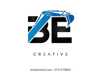 BE,be Letra Excavator Logotipo de Construção para Engenharia e Industrial Marca da Empresa