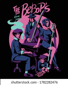 Die Bebops Jazz Band Vektorgrafik.