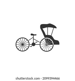 Becak, rickshaw  transportation vector icon .  