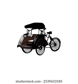 becak traditional vehicle front view left side vector illustration