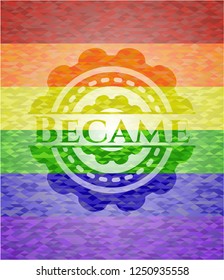 Became emblem on mosaic background with the colors of the LGBT flag