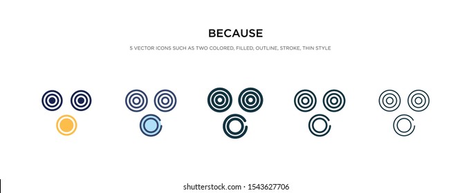 because icon in different style vector illustration. two colored and black because vector icons designed in filled, outline, line and stroke style can be used for web, mobile, ui