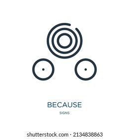 because symbol thin line icon. collection, logotype linear icons from signs concept isolated outline sign. Vector illustration symbol element for web design and apps.