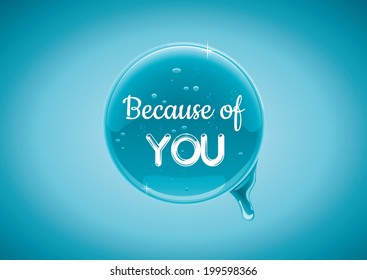 Because of you word on blue shiny vector button
