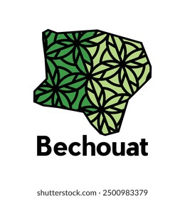 Bechouat City of Lebanon map vector illustration, vector template with geometric style isolated on white background