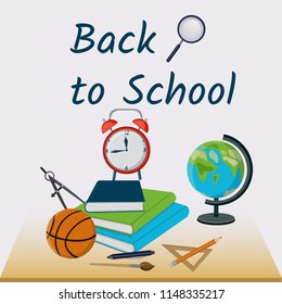 Beck to school.Web banner.Vector illustration.