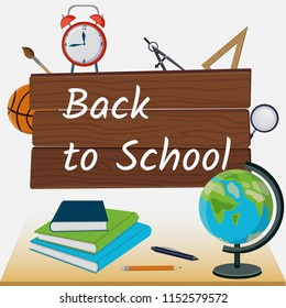 Beck to school.Web banner.Vector illustration.