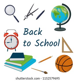 Beck to school.Web banner.Vector illustration.