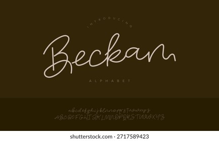 Beckam Modern Monoline Handwritten Script Font Alphabet Vector For Logo Branding And Wedding Design