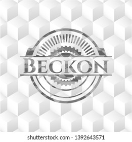 Beckon grey badge with geometric cube white background