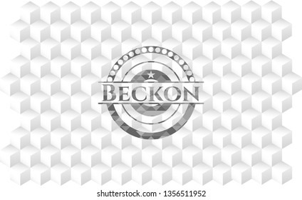 Beckon grey emblem with geometric cube white background