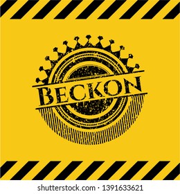 Beckon grunge warning sign emblem. Vector Illustration. Detailed.