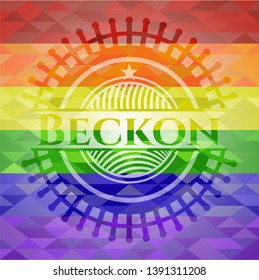 Beckon lgbt colors emblem. Vector Illustration. Mosaic.