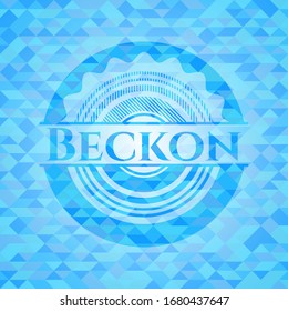 Beckon realistic light blue mosaic emblem