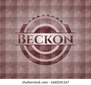 Beckon red seamless emblem or badge with geometric pattern background.