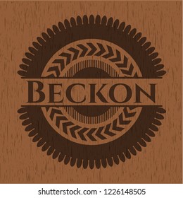 Beckon retro style wooden emblem