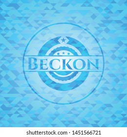 Beckon sky blue emblem. Mosaic background