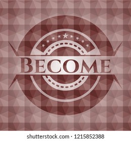 Become red geometric pattern emblem. Seamless.