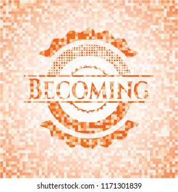 Becoming abstract emblem, orange mosaic background