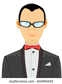 Becoming bald man in suit