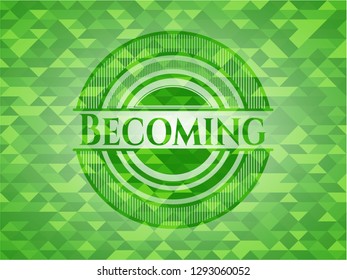 Becoming green emblem. Mosaic background