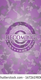 Becoming pink and purple on camo pattern. Vector Illustration. Detailed.