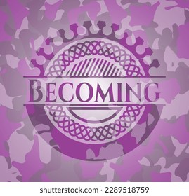 Becoming pink and purple on camouflaged pattern. Vector Illustration. Detailed. 