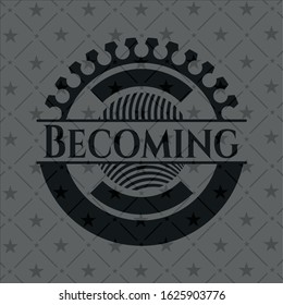Becoming realistic black emblem. Vector Illustration. Detailed.