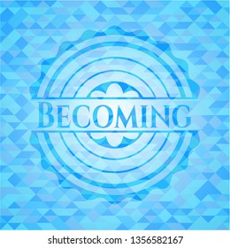 Becoming realistic light blue emblem. Mosaic background