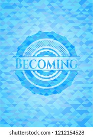 Becoming sky blue emblem with mosaic background