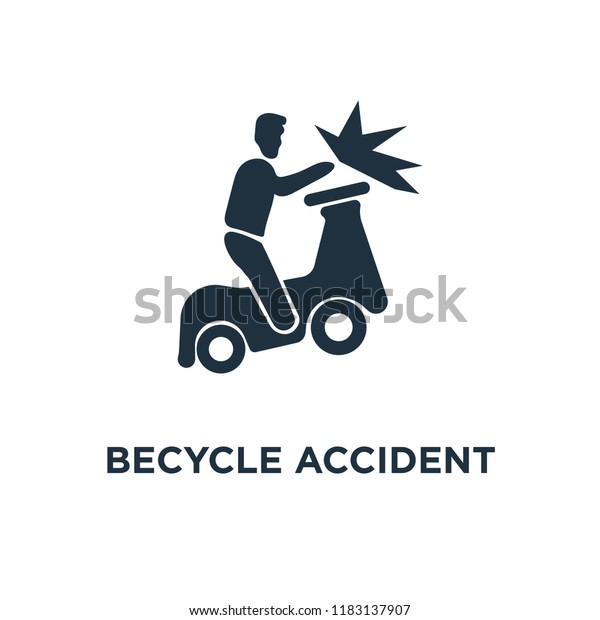 becycle accident icon. Black filled vector\
illustration. becycle accident symbol on white background. Can be\
used in web and\
mobile.