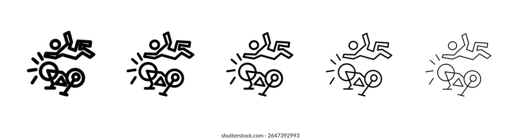 becycle accident icon flat illustration set logo