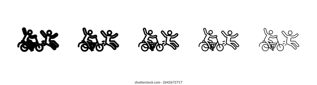 becycle accident icon isolated vector on white background set