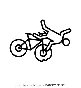 marca del logotipo lineal del icono del accidente de becycle en blanco y negro