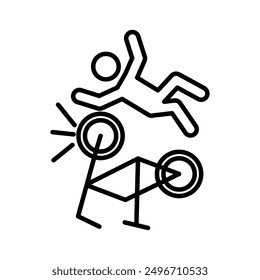 becycle accident icon linear logo mark in black and white