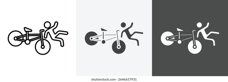 becycle accident icon set vector art