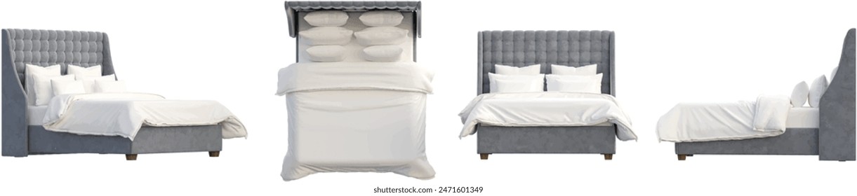 Bed of 3D Render with transparent background