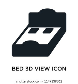 Bed 3D view icon vector isolated on white background for your web and mobile app design, Bed 3D view logo concept