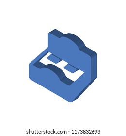 Bed 3D view isometric left top view 3D icon