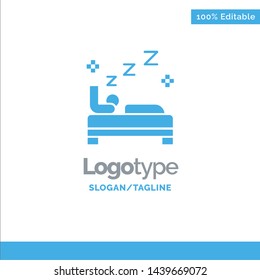 Bed, Bedroom, Clean, Cleaning Blue Solid Logo Template. Place for Tagline