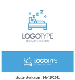 Bed, Bedroom, Clean, Cleaning Blue outLine Logo with place for tagline. Vector Icon Template background