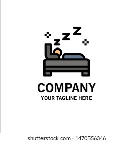 Bed, Bedroom, Clean, Cleaning Business Logo Template. Flat Color. Vector Icon Template background