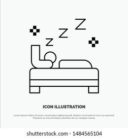 Bed, Bedroom, Clean, Cleaning Line Icon Vector. Vector Icon Template background