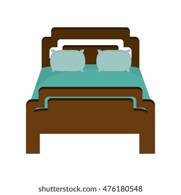 bed bedroom comfortable object home interior furniture vector illustration