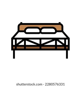 vector de icono de color interior de dormitorio de cama. señal interior del dormitorio de la cama. ilustración de símbolo aislado