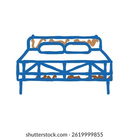 cama quarto interior ícone doodle esboço vetor. cama quarto interior sinal. símbolo isolado ilustração